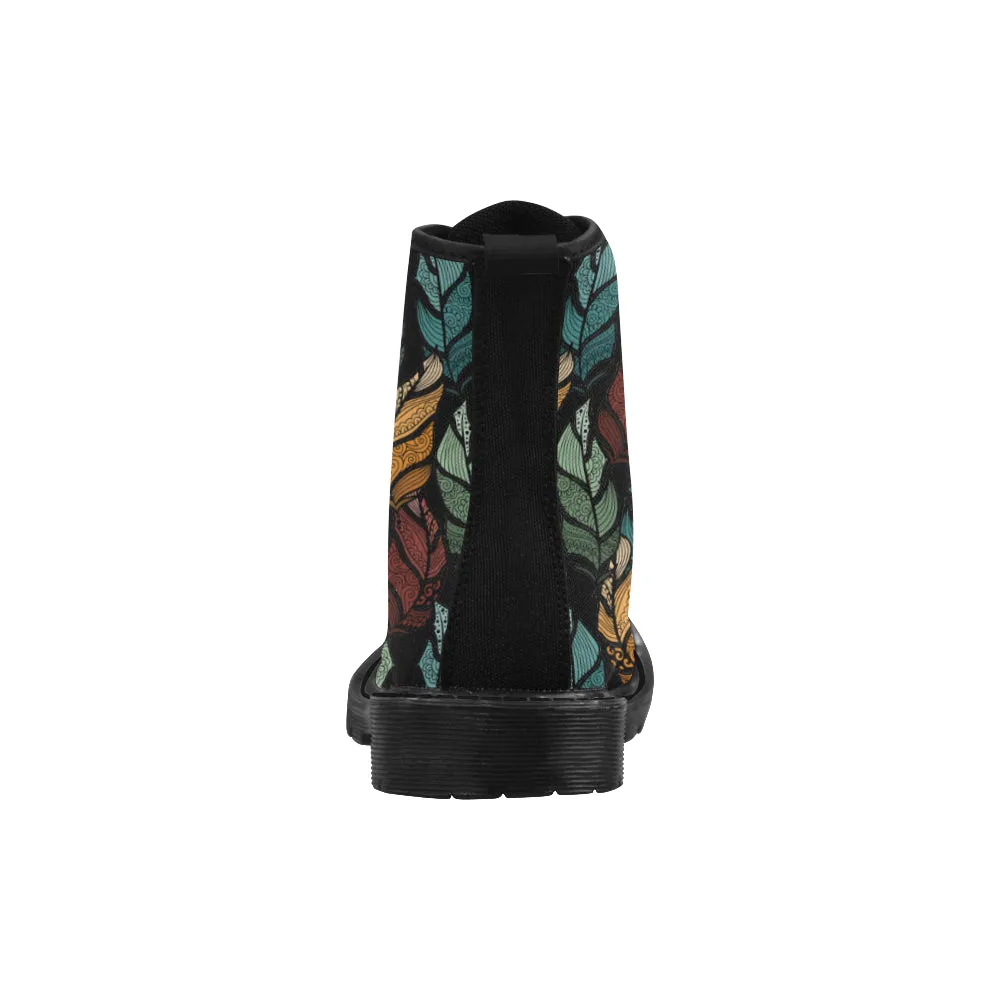 Women's Breezy Feathers Tribal Print Canvas Boots