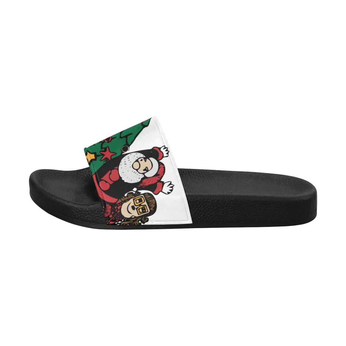 Women's Christmas Doodle Print Sliders Sandal