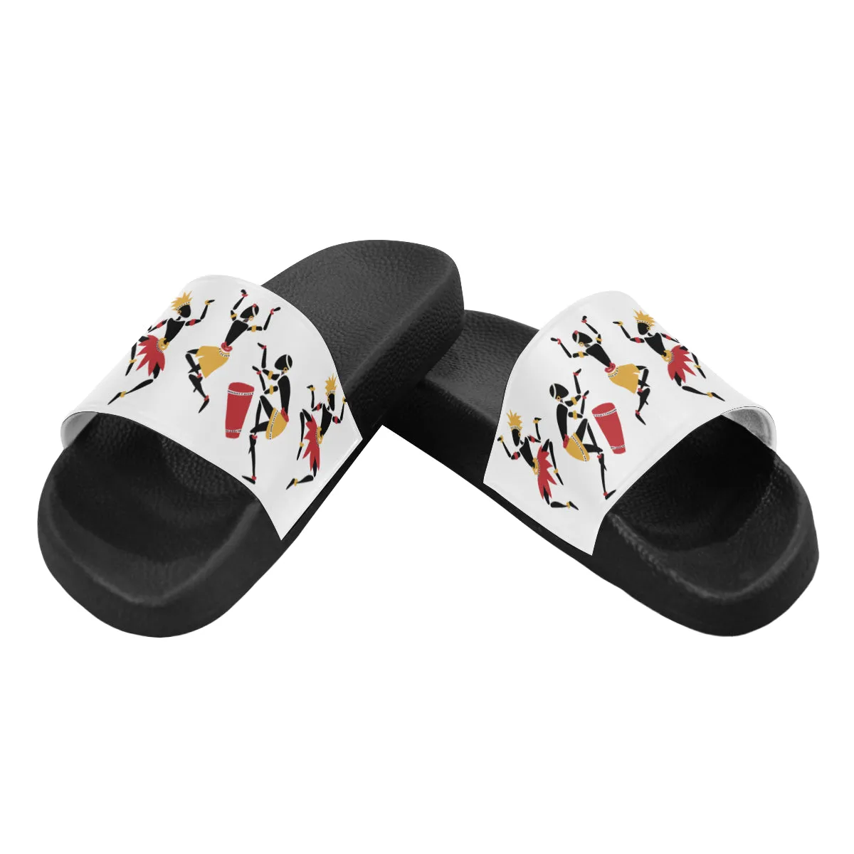 Women's Dancing Silhouette Tribal Print Sliders Sandal