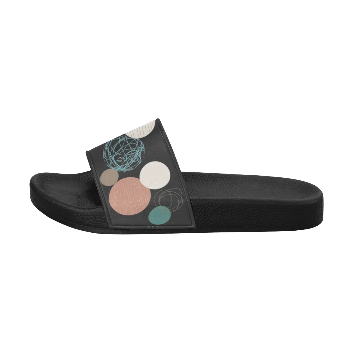 Women's Scribbled Pastel Polka Print Sliders Sandal