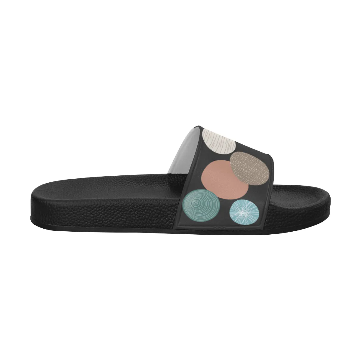 Women's Scribbled Pastel Polka Print Sliders Sandal