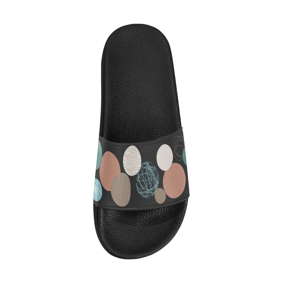 Women's Scribbled Pastel Polka Print Sliders Sandal