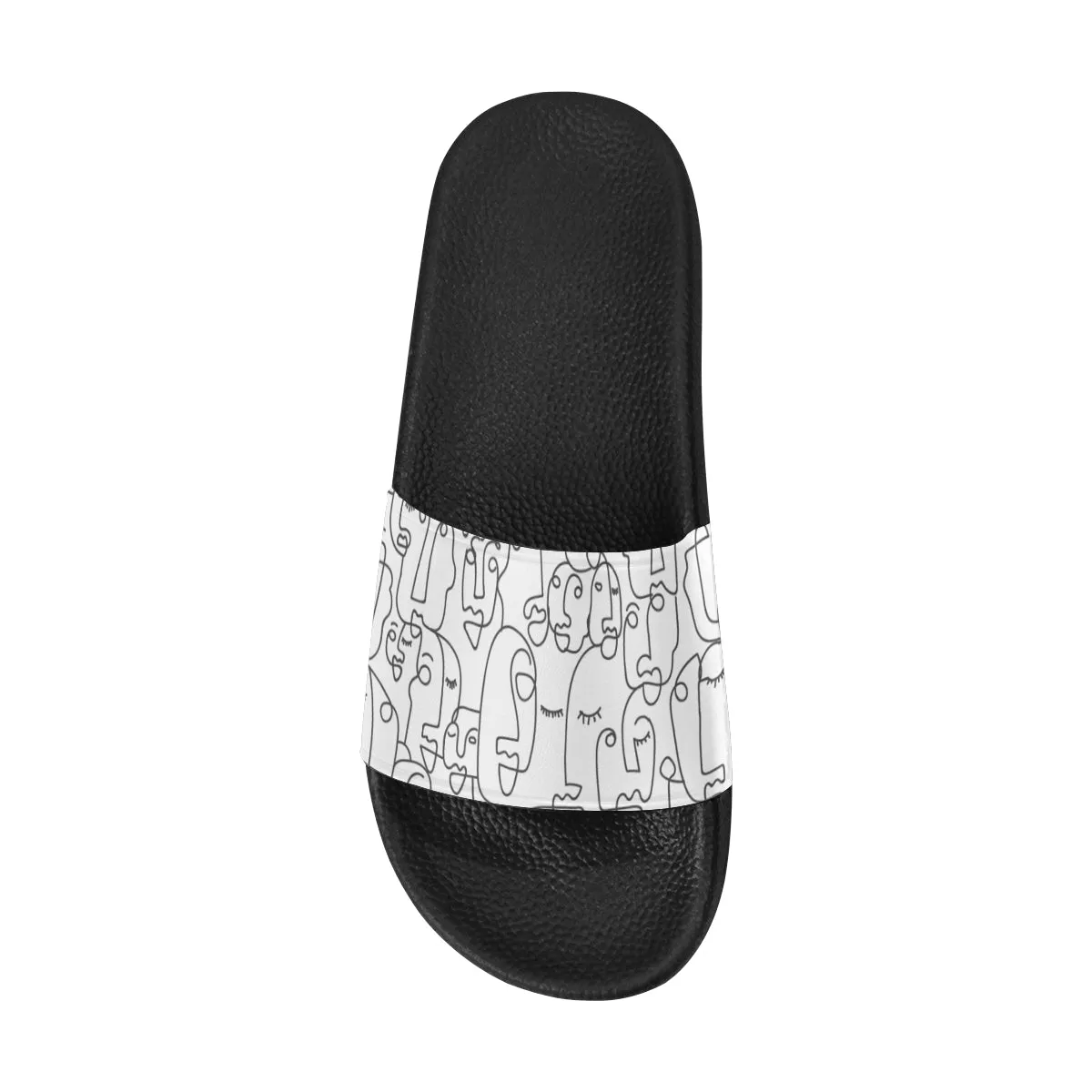 Women's White Face Doodle Print Sliders Sandal