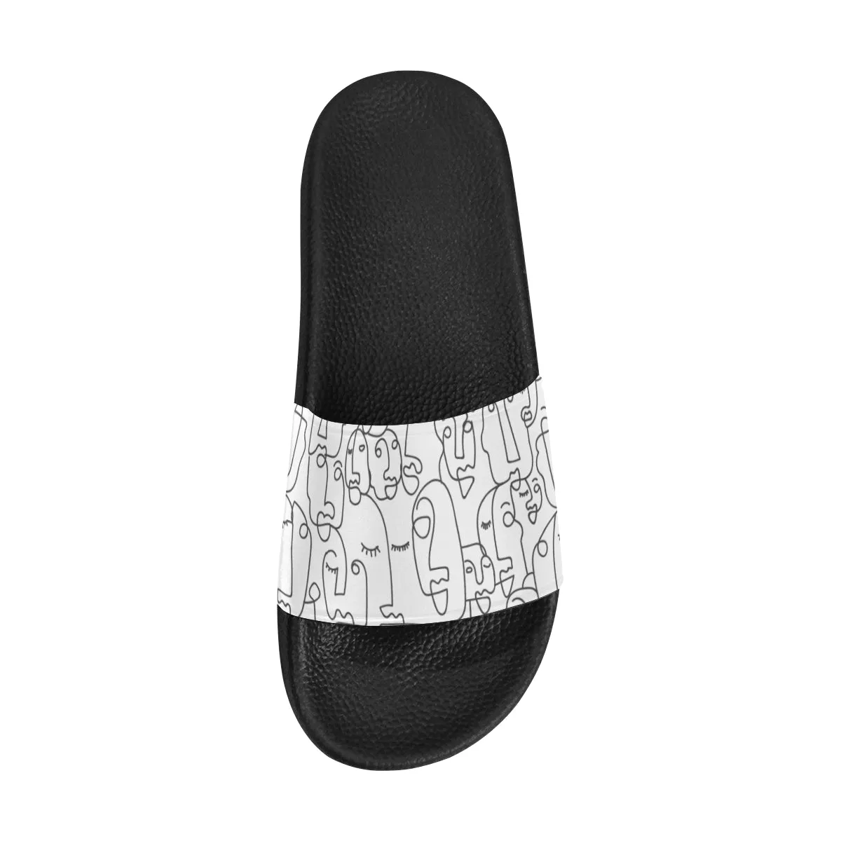 Women's White Face Doodle Print Sliders Sandal